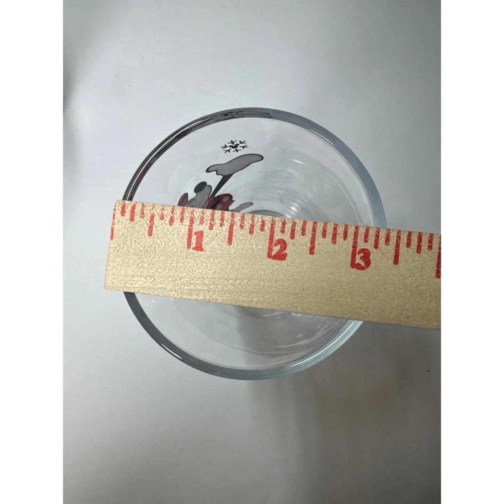Disney‎ Drinking Glasses Mickey & Minnie Mouse Set of 4 Winter Holiday Plaid